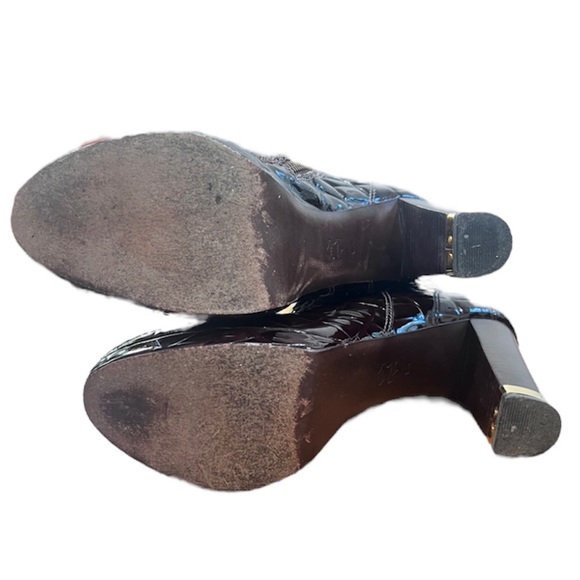 Tory Burch Virginia Patent Leather Croc Booties size 9 chocolate brown - Picture 9 of 12